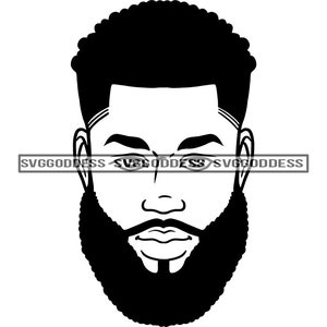 Afro bärtiger schwarzer Mann gut aussehend attraktiv männlich Schnurrbart Bart männlich männlich Moreno SVG JPG PNG Vektor Clipart Cricut Silhouette Cutting