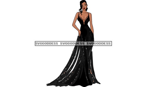 Pretty Woman Model Classy Elegant Caucasian Lady Stunning Maxi Long Dress  Fashion Prom SVG JPG PNG Vector Clipart Cricut Silhouette Cutting - Etsy