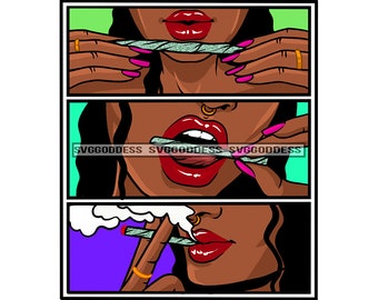 3 in 1 disegni di sigaretta di colori al neon Afro Woman Smoking Organic Rolling Joint Pot Ottenere alto JPG PNG Clipart Cricut Silhouette Cutting