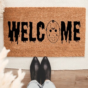 Welcome Scary Halloween Doormat, Horse Stable Decor, Housewarming Gift Door Mat, Welcome Scary Face Doormat, Funny Front Doormat