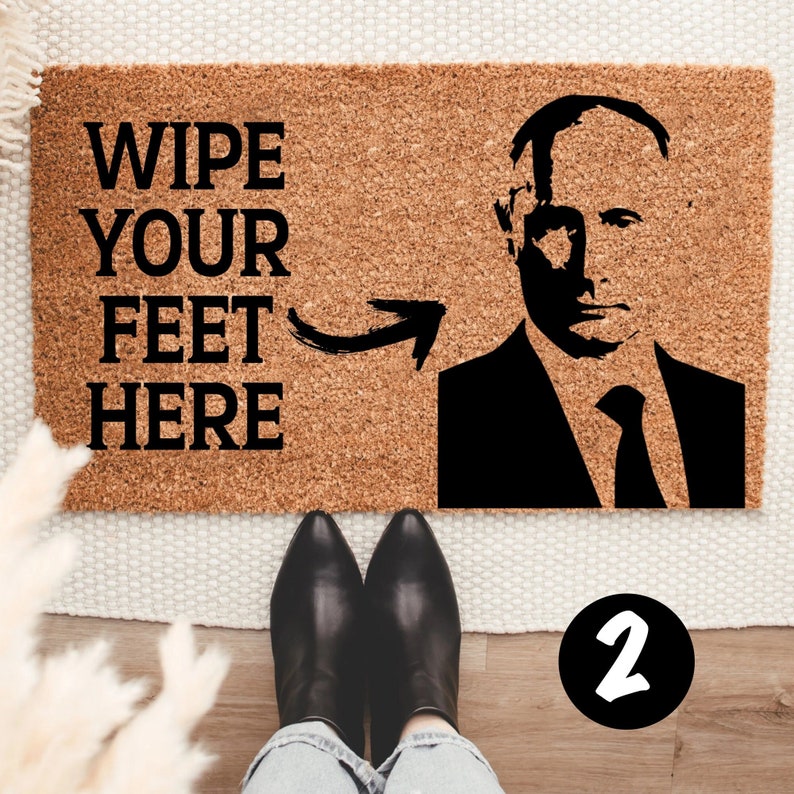 Wipe your feet here Putin Doormat, No War Ukraine Biden wipe , Kamala Harris Housewarming Gift, Closing Gift, Welcome Doormat, Front Doormat 