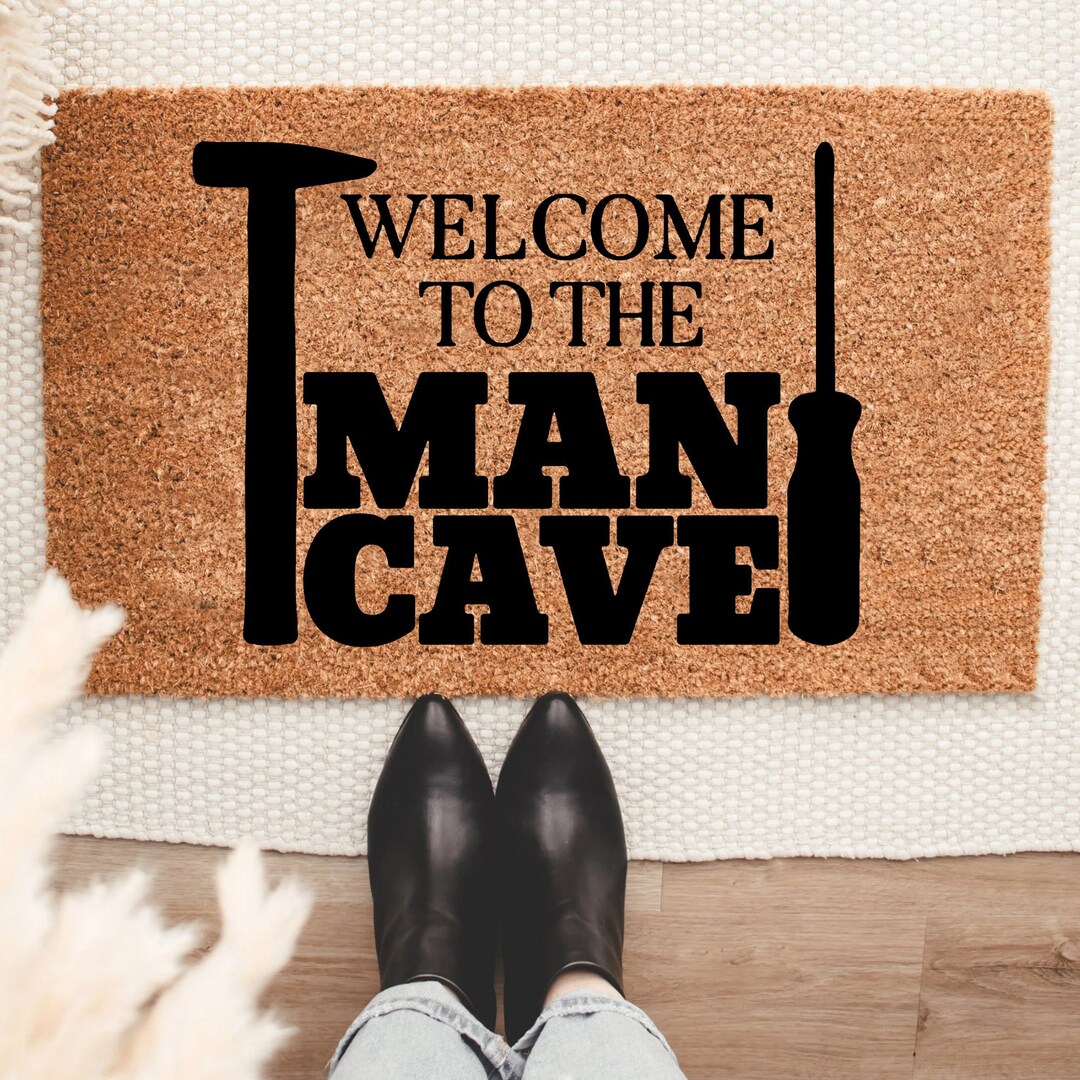 to the Man Cave Doormat, Housewarming Gift, Doormat, Front Doormat, Personalize