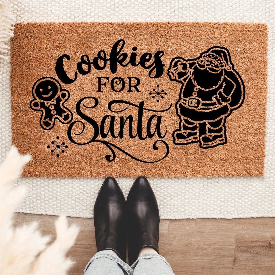 Cookies for Santa Black Doormat Housewarming Gift Etsy