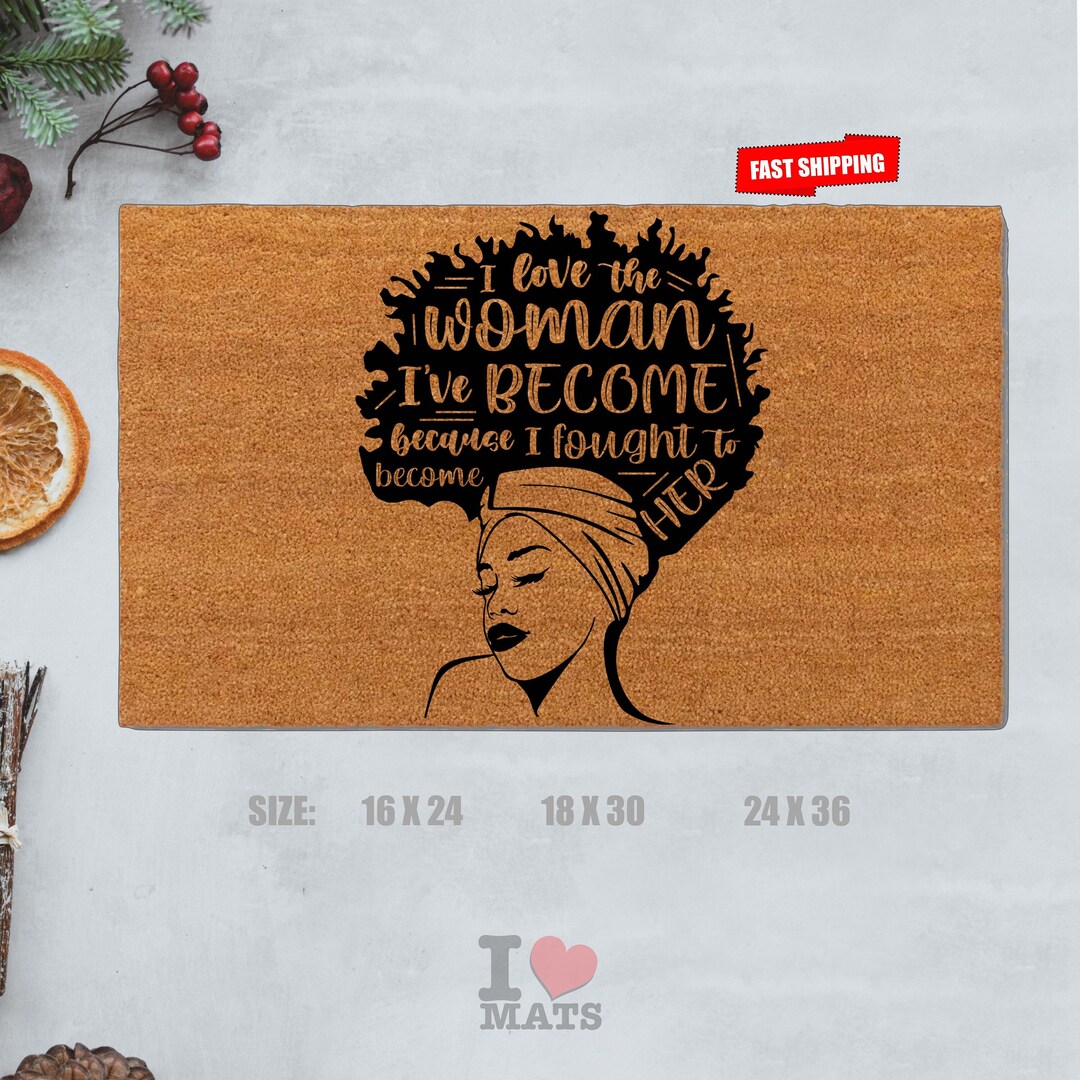 I Love Woman Doormat Black Root Doormats Housewarming Gift Etsy