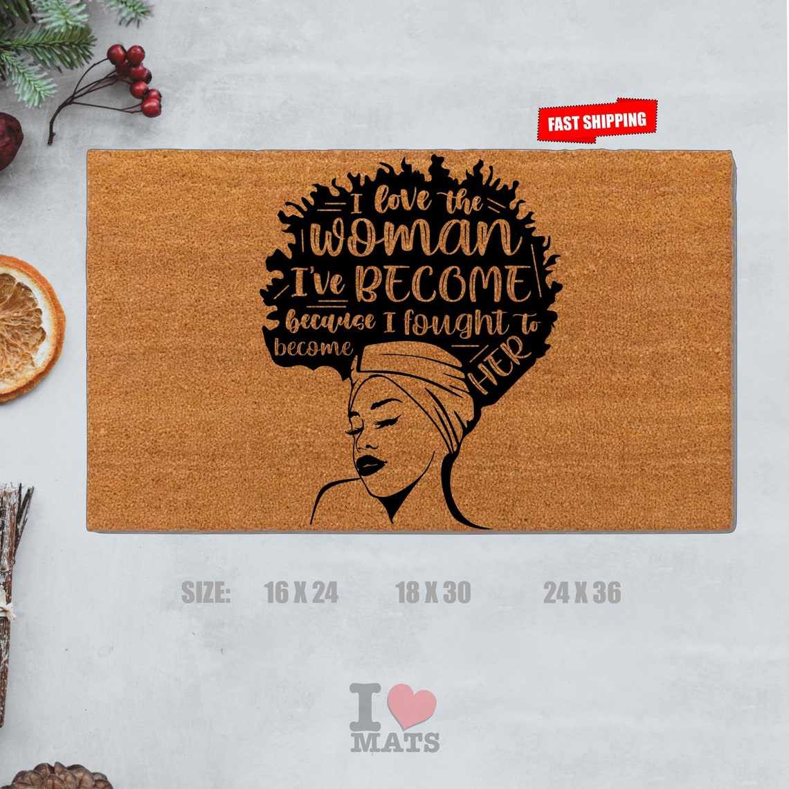 I Love Woman Doormat Black Root Doormats Housewarming Gift Etsy