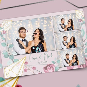 Modèle de Photobooth de mariage, modèle Photobooth floral, modèle de cabine photo de mariage 4 x 6, Sweet Sixteen, Sweet 16, Shower nuptiale