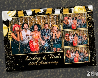 Photobooth Template, Geburtstag Photobooth Template, Jubiläum Photobooth Template, 4x6, Photobooth Template, Gold