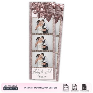 Plantilla elegante de fotomatón para bodas Plantilla de fotomatón, plantilla de fotomatón de 2x6, plantilla de fotomatón para bodas