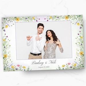 Photo Booth Template | Wedding 4x6 Photobooth Template | Wildflower Photo Booth Overlay | Watercolor Wildflowers | PNG, PSD Instant Download