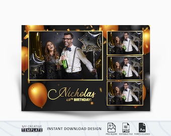 Photobooth Vorlage, Photobooth Vorlage Geburtstag, 10x15, Photobooth Vorlage, Photobooth Template