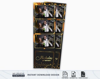 Photo Booth Template, Photo Booth Template Birthday, Birthday Photo Booth Template, 2x6, photoooth template, Elegant Birthday Template