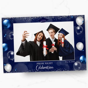 Photo Booth Template | Prom Photobooth Template | Graduation Photo Booth Overlay | Prom Night | Class Of | Navy Blue | 4x6 | Celebration