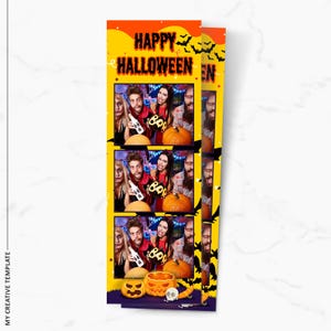 Halloween Photobooth Vorlage | Gruselige Nacht Photobooth Overlay | 60x6 | Süßes oder Saures | Orange und Lila | PNG, PSD Sofort-Download