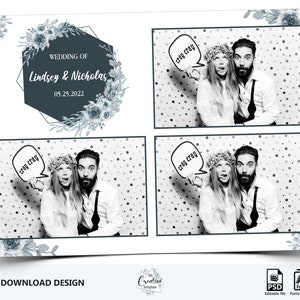 Modèle de Photobooth de mariage, modèle Photobooth floral, modèle de cabine Photo de mariage 4 x 6, modèle de cabine photo mariage