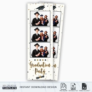 Photo Booth-sjabloon afstuderen, Photobooth-sjabloon, Photo Booth-sjabloon voor afstuderen, afstuderen, strip 2 x 6, PNG, bewerkbaar PSD-bestand