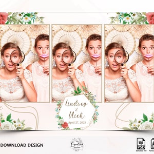 Wedding Photobooth Template, Floral Photobooth Template, 4x6 Wedding Photo booth Template, photo booth template wedding