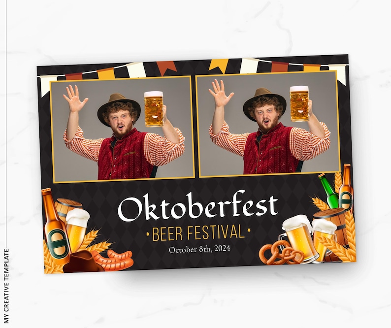 Oktoberfest Template Photo Booth, Beer Fest Photo Booth Template, 4x6