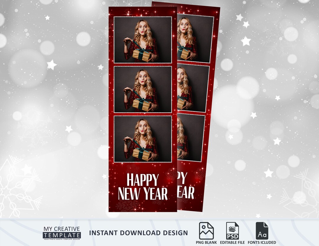 New Year Photo Booth Template Photo Booth Template 2x6 Strip - Etsy