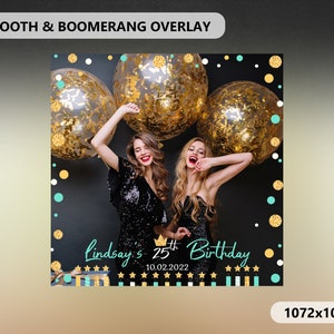 360 Booth Photo Template, Birthday 360 Booth Overlay, Gold 360 Overlay for Birthday, 360 Booth Birthday Frame, Boomerang overlay
