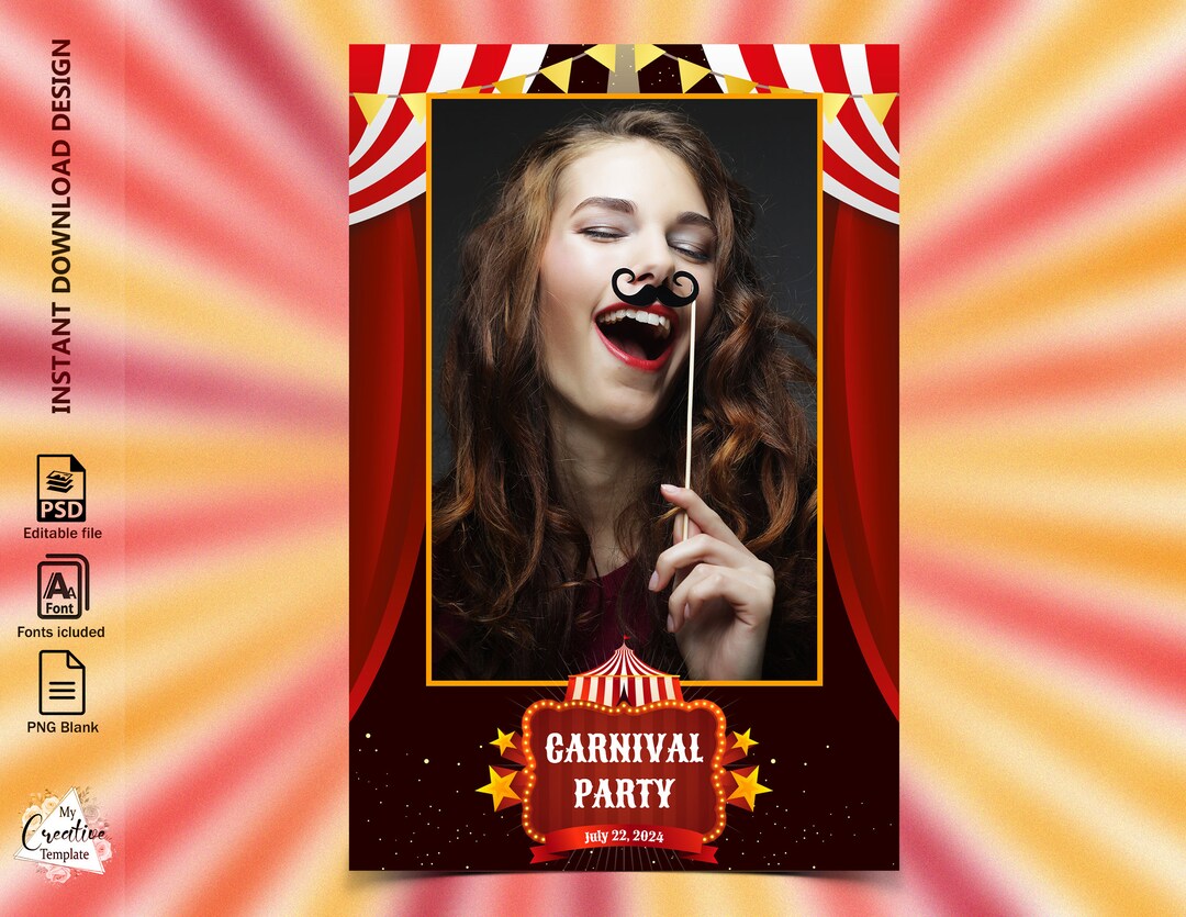 Circus Photo Booth Template Carnival Photo Booth Template Etsy