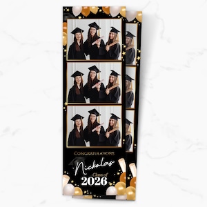 Sjabloon fotohokje afstuderen, Photobooth-sjabloon, afstudeerfeest photobooth-sjabloon, afstuderen, strip 2 x 6, klasse van Photo Booth-sjabloon