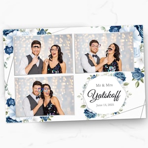 Wedding Photobooth Template | 4x6 Flowers Photo Booth Overlay | Sweet 16 | Quinceañera | Anniversary | Blue Rose | Bridal Shower