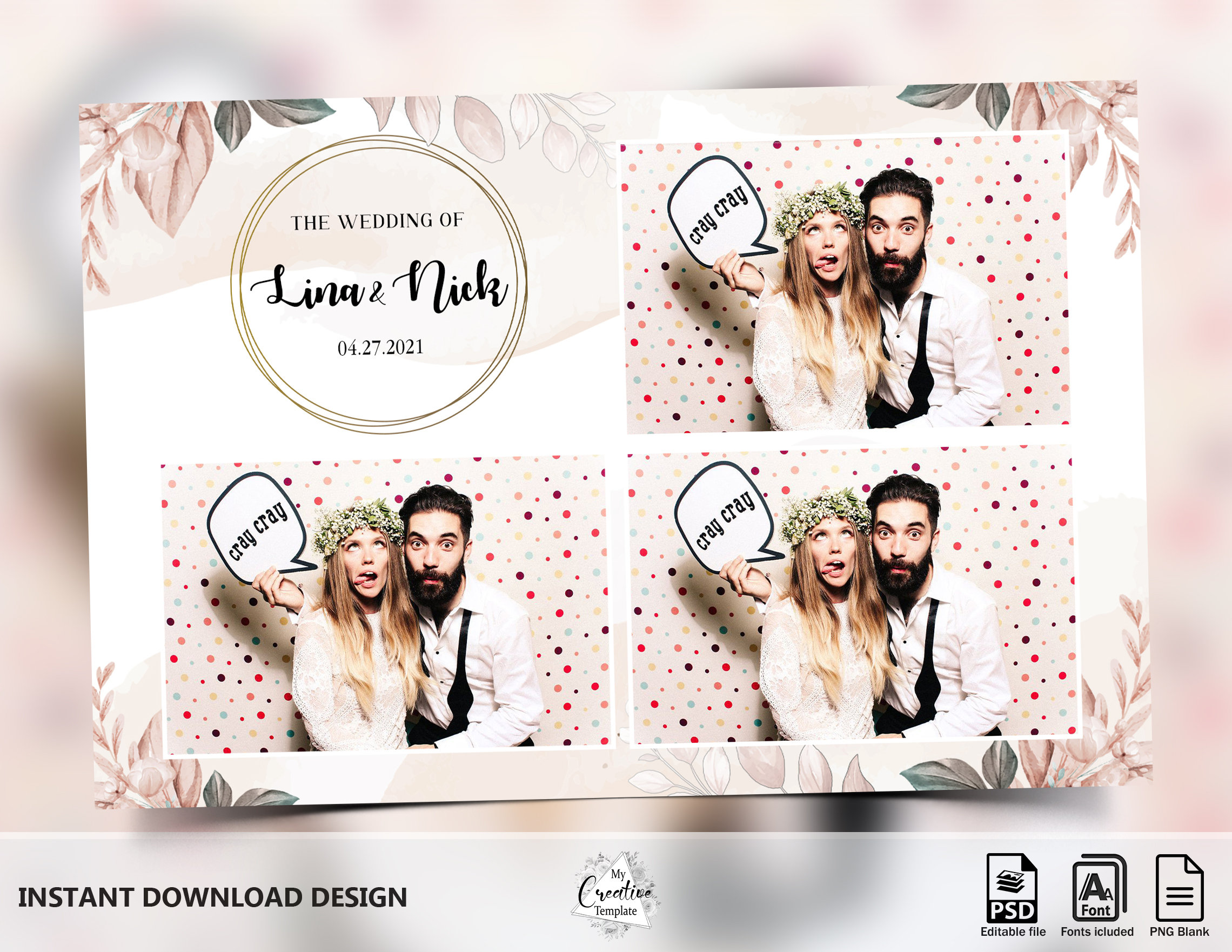 Wedding Photobooth Template Floral Photobooth Template 4x6 Etsy