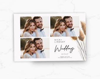 Plantilla minimalista para fotomatón de boda, superposición de fotomatón estilo boho de 4x6, diseño moderno para despedida de soltera.