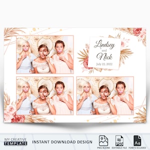 Wedding Photobooth Template, Floral Photobooth Template, 4x6 Wedding Photo booth Template, Photo Booth template wedding, photobooth template