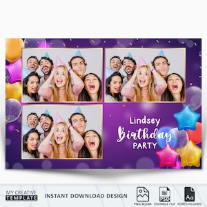 Birthday Photo Booth Template, Photo Booth Template Birthday, Birthday Template, 4x6 Overlay, Birthday Party, Birthday photobooth template