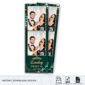 Salsa Sweet sixteen Photo Booth Template, Photo Booth Template For Salsa Booth, Sweet 16, Emerald Green, Quinceanera, Salsa Templates