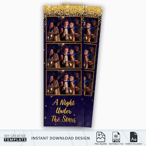 Photo booth Template, Prom Photobooth Template, Starry Night photo booth template, A Night Under The Stars, strip 2x6, Photo Booth Overlays