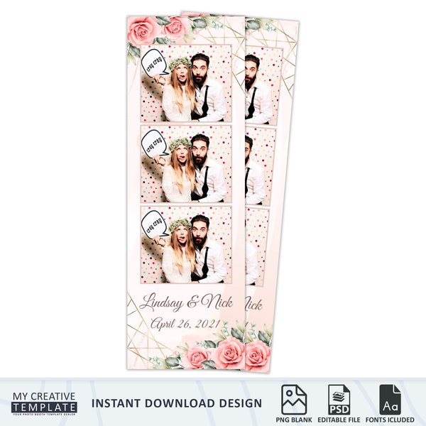 Wedding Photo booth Template, Elegant Photo booth Template, photo booth template wedding, 2x6 strip, photobooth templates