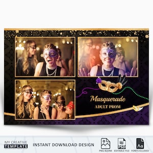 Masquerade Photo Booth Template, Carnival Photo Booth Template, Photobooth Template, photo booth overlay, 4x6 Template, Carnival, Masquerade