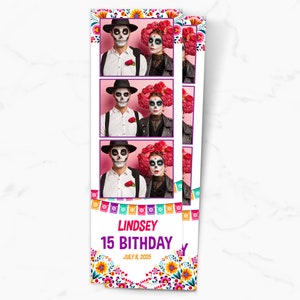 Sjabloon Photo Booth, Mexicaanse Fiesta Photo Booth-sjabloon, Serape Fiesta Photo Booth-sjabloon, Cinco de Mayo-fotohokje, 2 x 6 strook