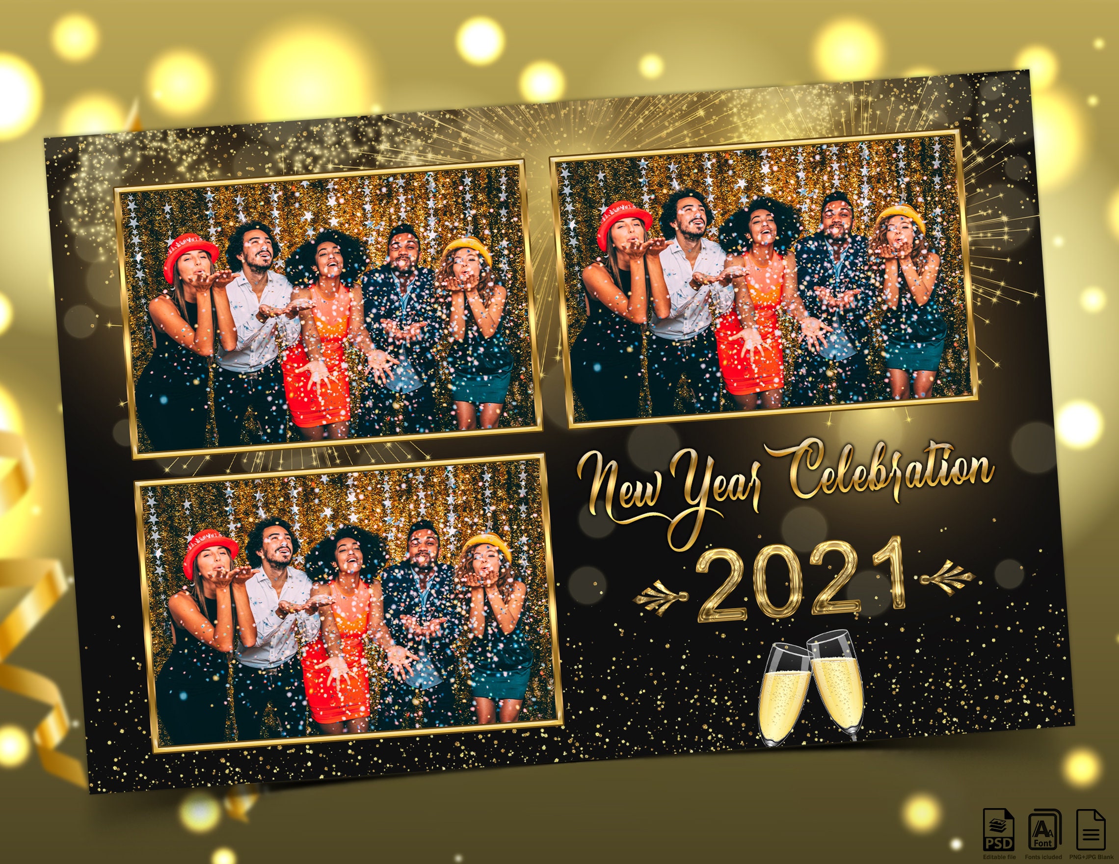 New Year Photo Booth Template Holiday Photo Booth Template | Etsy