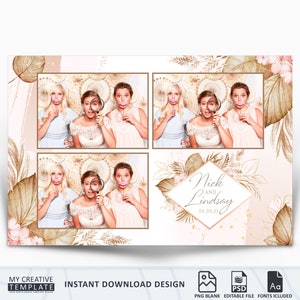 Wedding Photobooth Template, Floral Photobooth Template, 4x6 Wedding Photo booth Template, Photo Booth template wedding, photobooth template
