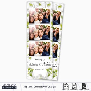Wedding Photo booth Template, Elegant Photo booth Template, Floral photo booth template wedding, 2x6 strip, photobooth templates
