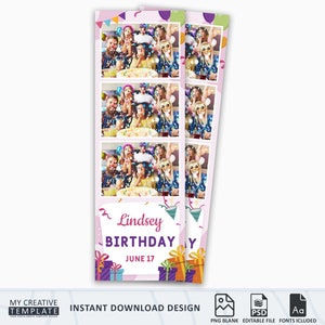 Photo Booth Template, Photo Booth Template Birthday, Birthday Photo Booth Template, 2x6, Strip, photoooth template