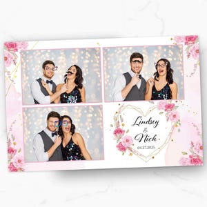 Photo Booth Template | Wedding Photobooth Template | Sweet 16 Photobooth Template | Bridal Shower Photo booth Template | Pink Flowers | 4x6