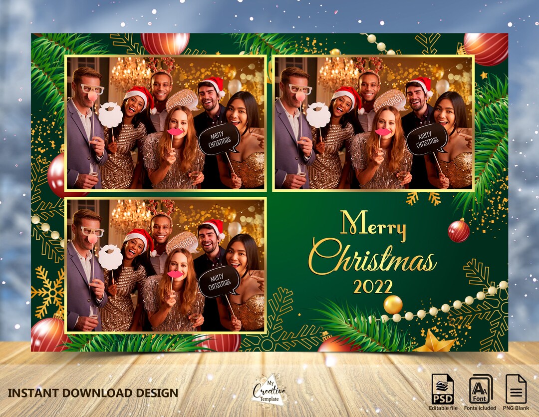 Christmas Photo Booth Template Holiday Photo Booth Template - Etsy