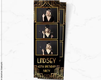 Photobooth Template | Gatsby | Art deco Photo Booth Template | 2x6 Photo Booth Overlay | 1920&#39;s themed | Great Gatsby | Instant Download