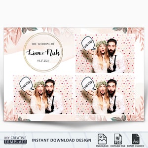 Wedding Photobooth Template, Floral Photobooth Template, 4x6 Wedding Photo booth Template, photo booth template wedding