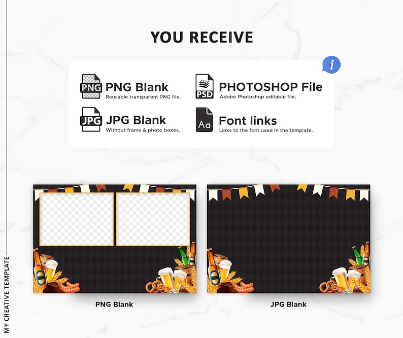 Oktoberfest Template Photo Booth, Beer Fest Photo Booth Template, 4x6