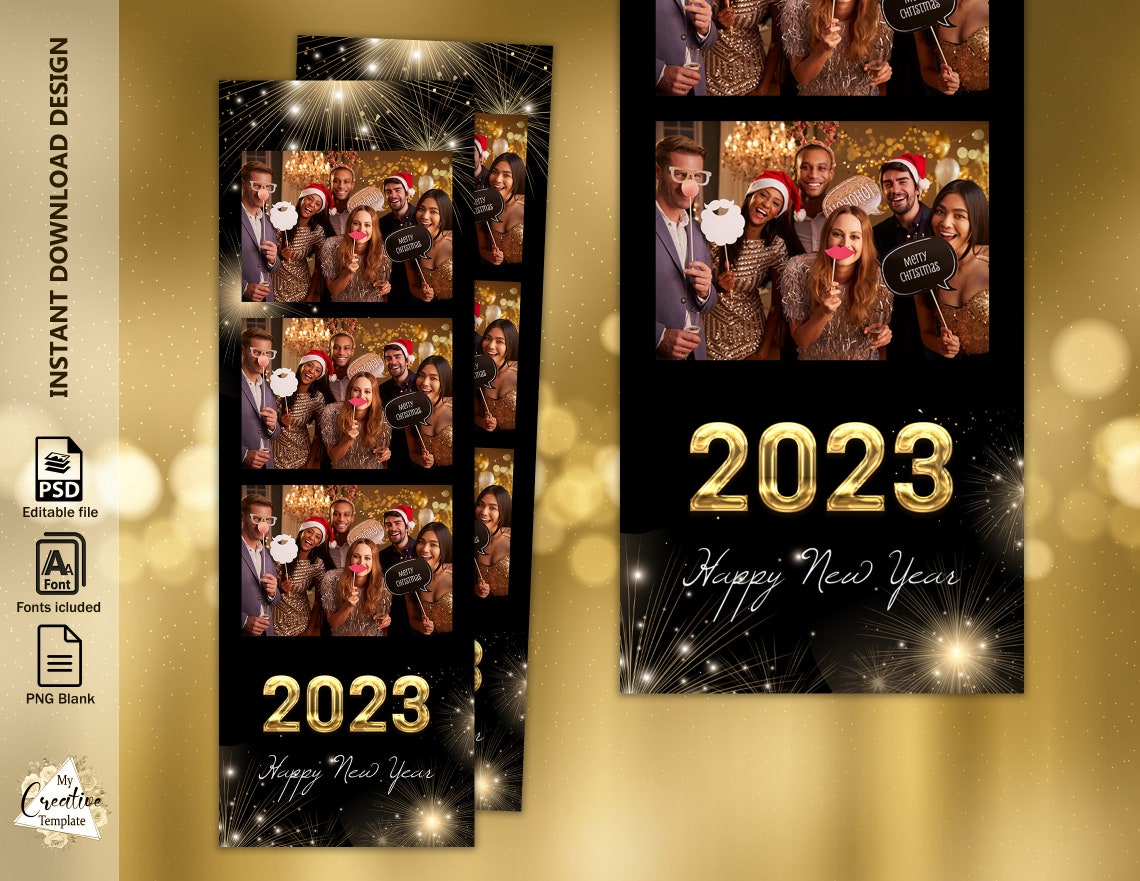 New Year Photo Booth Template Holiday Photo Booth Template Etsy