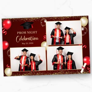 Photo Booth Template | Prom Photobooth Template | Graduation Photo Booth Overlay | Prom Night | Class Of | Maroon | 4x6 | Celebration