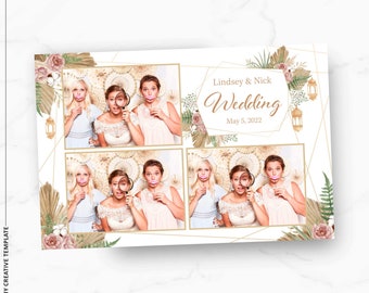 Plantilla de fotomatón para bodas, plantilla de fotomatón bohemio, plantilla de fotomatón para bodas, plantilla de fotomatón bohemio, 4x6, postal, bohemio