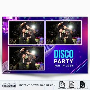 Photo Booth Template, Neon Photo Booth Template, Disco Photo Booth Template , 4x6, 6x4, Neon Party, photobooth template, Disco Party