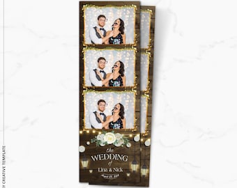 Rustic Wedding Photobooth Template, Floral Photobooth Template, 2x6 Wedding Photo booth Template, photo booth template wedding