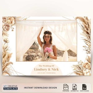 Wedding Photobooth Template, Boho Photo booth Template, Summer Wedding Photo booth Template, Bohemia photobooth Overlays, 4x6 Overlay